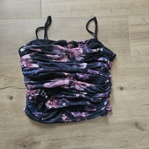 Express Black and Purple Floral Camisole